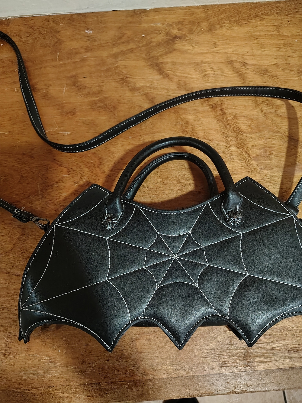 Black Bat-Web Top Handle Crossbody Bag - Picture 2 of 7